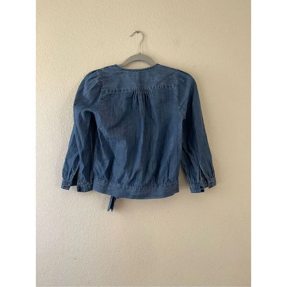 Madewell chambray wrap front‎ blouse size xs